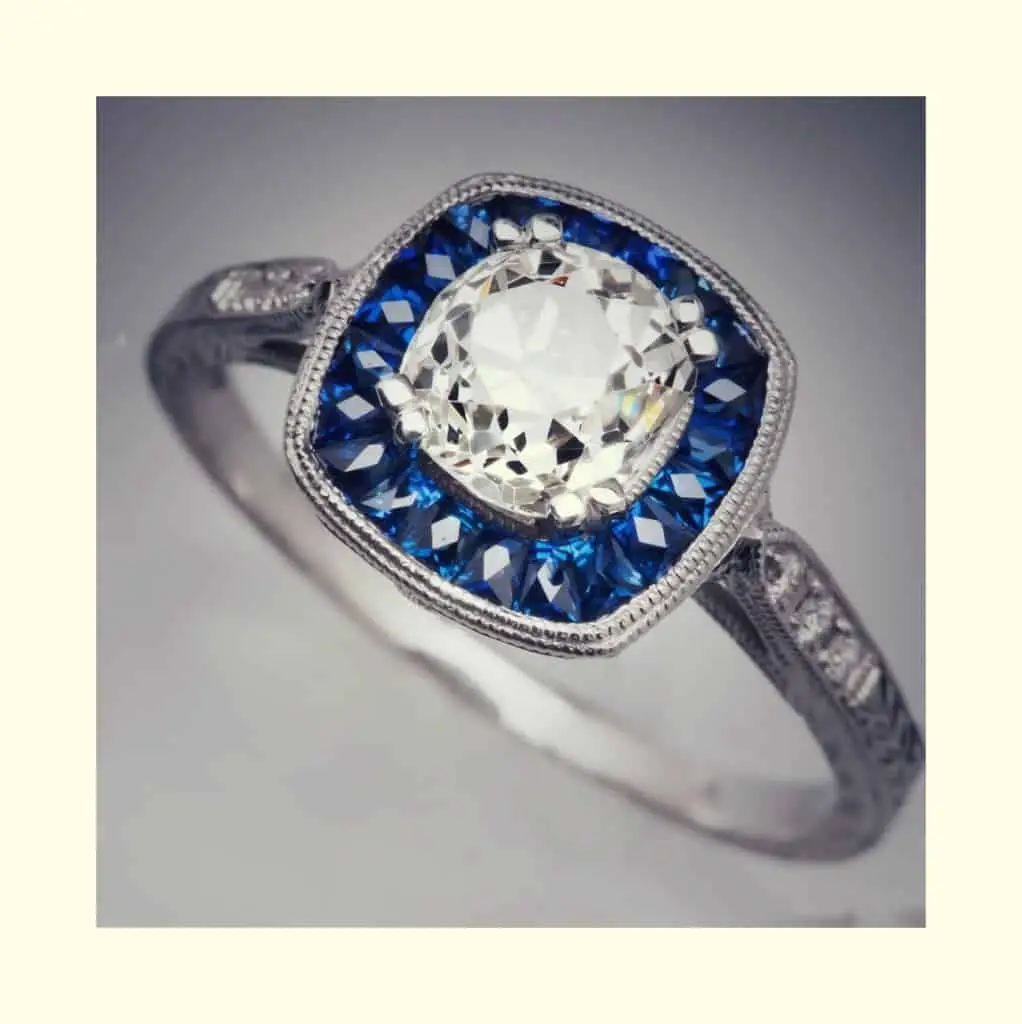 Saphire halo, heirloom ring remodelling