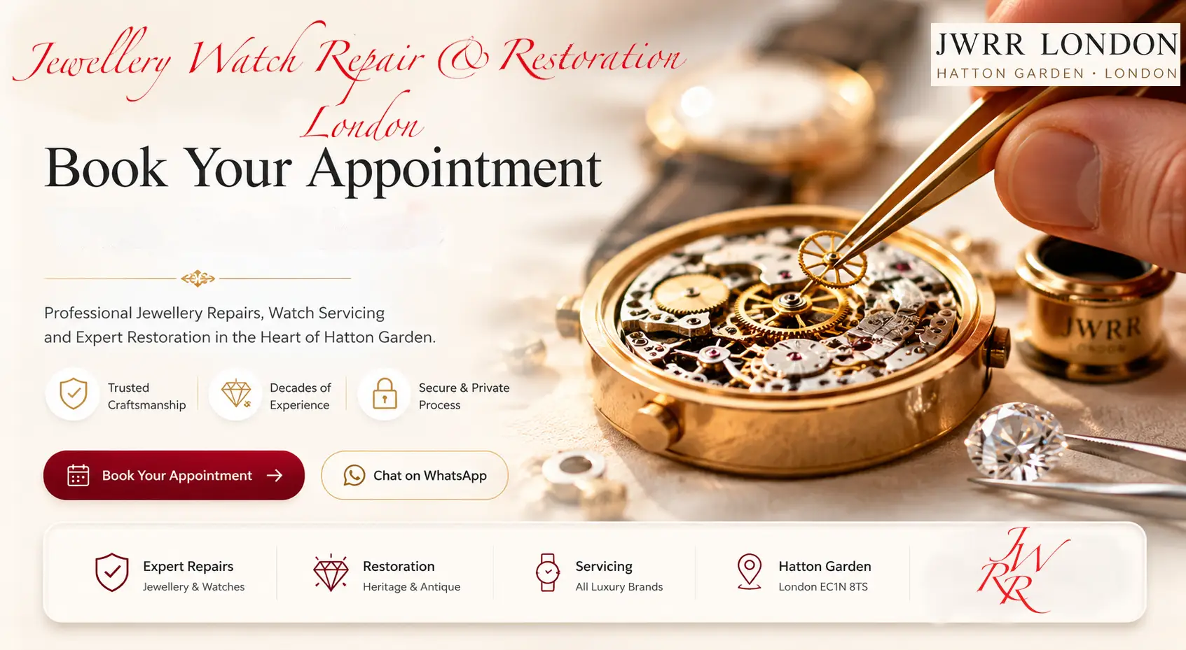 Luxury jewellery and watch repair workshop consultation in Hatton Garden London
