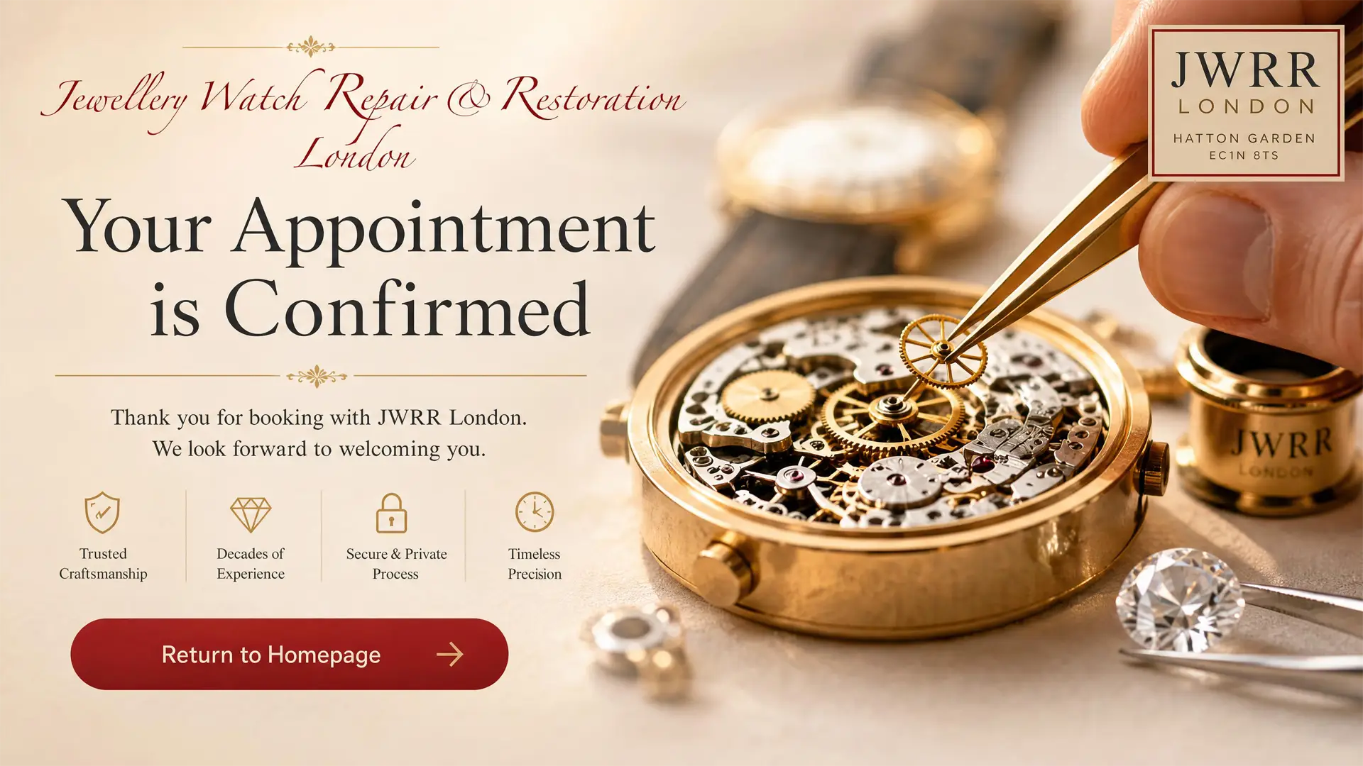 JWRR London Workshop — Appointment Confirmation