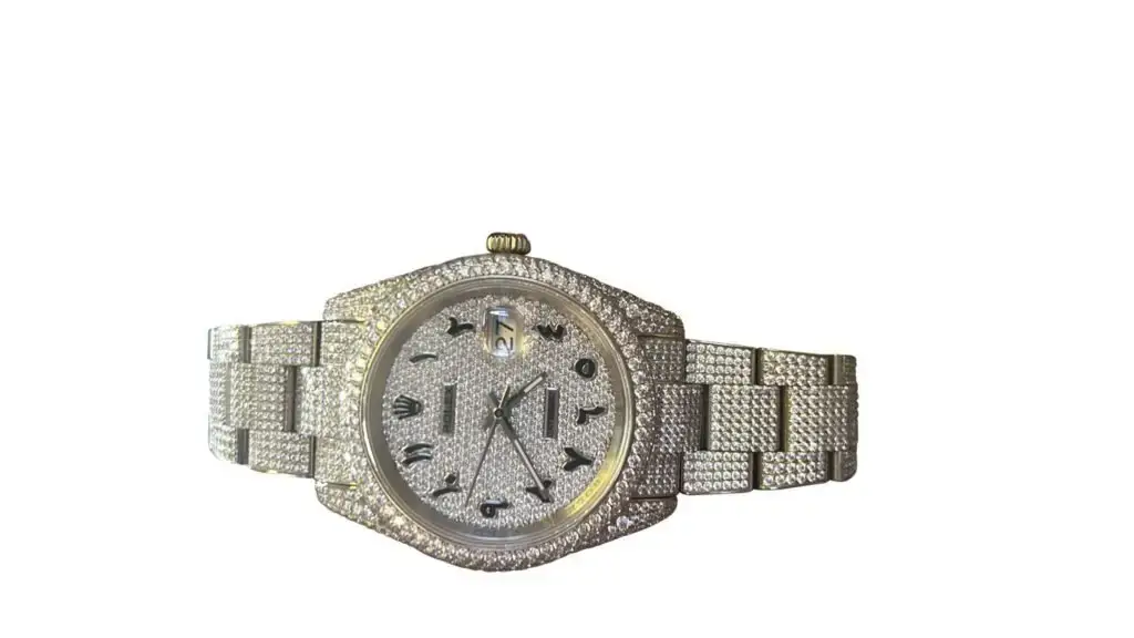 Customised Rolex Datejust with diamond set case, bracelet and dial