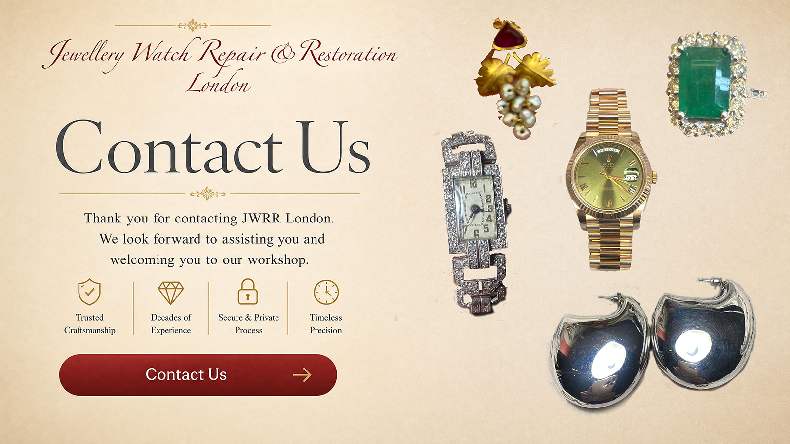 Jewellery Watch Repairs workshop contact Hatton Garden London